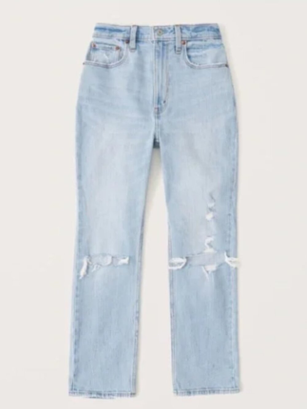 Abercrombie & Fitch Curve Love Ultra High Rise Ankle Straight (Light Destroy)